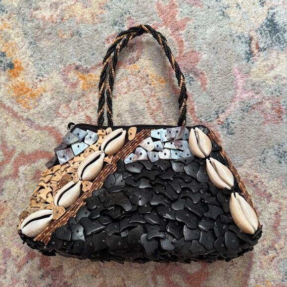 Vintage 80s/90s beaded shell handbag / purse - Picture 1 of 8